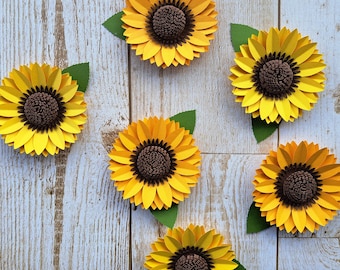 Handmade Paper Sunflowers (Set of 6): Baby Nursery, Party Decor