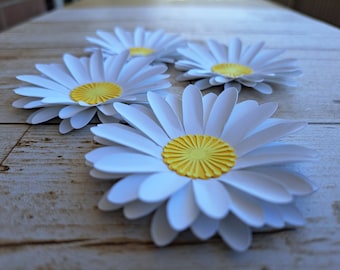 Handmade Paper Daisies (Set of 5): Baby Nursery & Party Decor