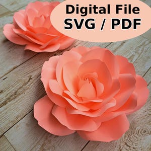 Large Paper Rose Template, Rose Svg,  PDF file, print and cut, 3D Paper Flowers, Paper Rose svg, DIY Paper Flowers, svg files for Cricut