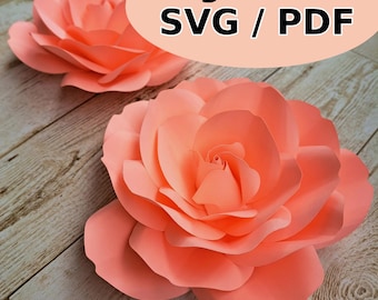 Large Paper Rose Template: DIY 3D Flower SVG, PDF (Digital Download)