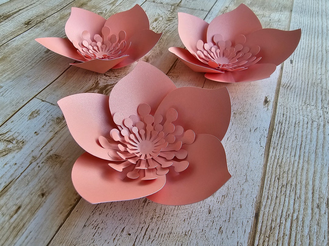 Paper Rose SVG/PDF Template, Flower Dxf, 3D Floral, Cardstock DYI