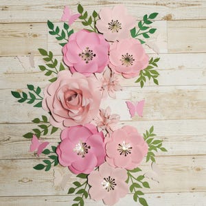 Pink Roses Paper Flowers Set | Nursery Paper Flower Wall Decor | Wall Flowers Decor | Baby Girl Nursery Flowers