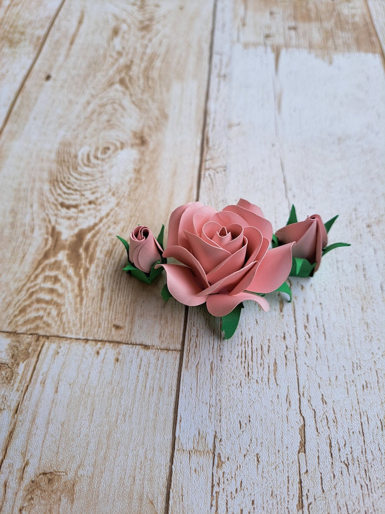 Mini Roses With Leaves Paper Flower Svg 3D Paper Flowers Etsy