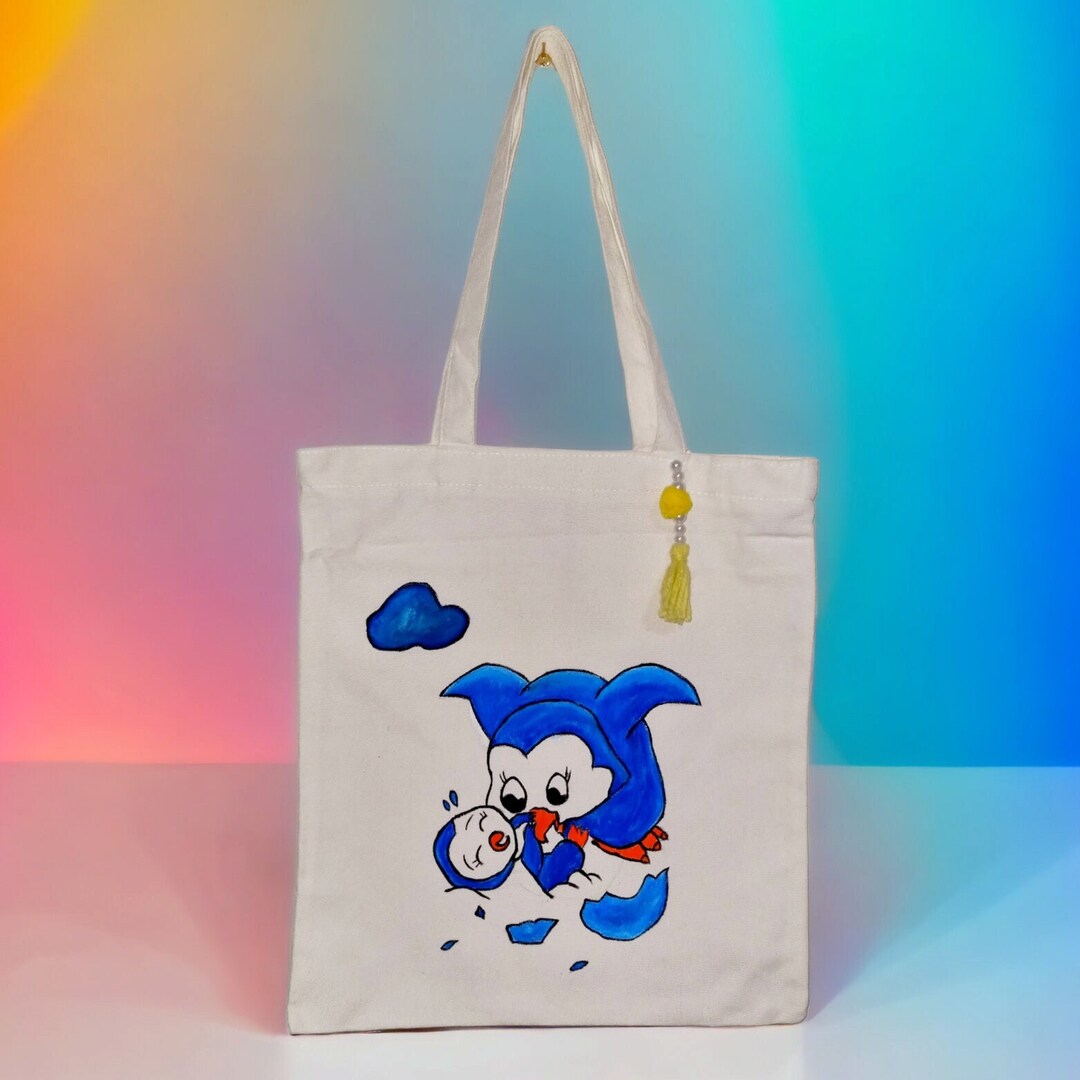 Hand-painted Blue Bird Loving Newborn Cotton Bag With Zipper - Etsy