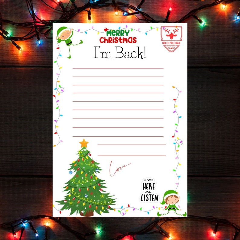 Elf on the Shelf I'm Back Letter Digital Instant Download Etsy