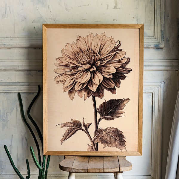 Vintage Blooms: Rustic Dahlia Sketch Digital Download, Vintage, Rustic Flower, Vintage Flower, Vintage Sketch, Dahlia Sketch, Flower Gift