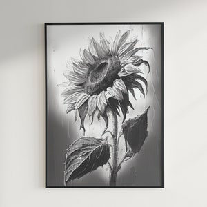 Sunflower in the Rain Sketch - Digital Download