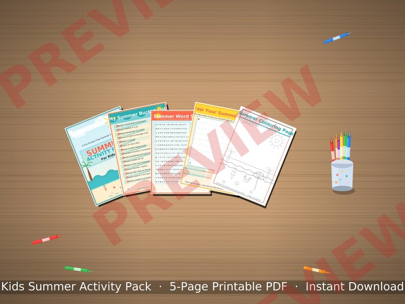 Summer Task Play Group.pdf Kids Summer Activity Pack Printable PDF | 5 Fun Screen-free Summer ...