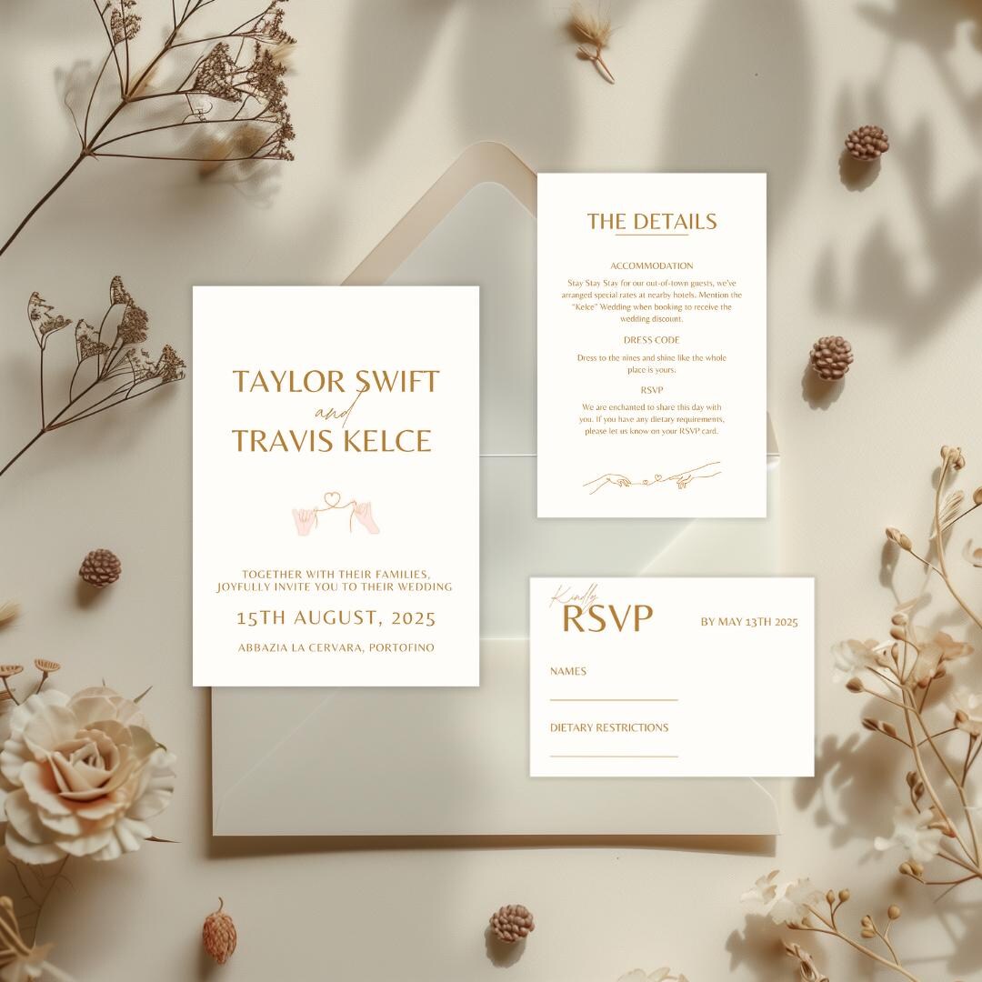 Invisible String Wedding Invitation Set Elegant Minimalist Wedding ...