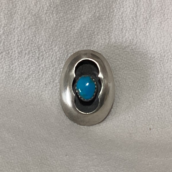 Navajo Sterling Silver Turquoise Bolo Tie Slide