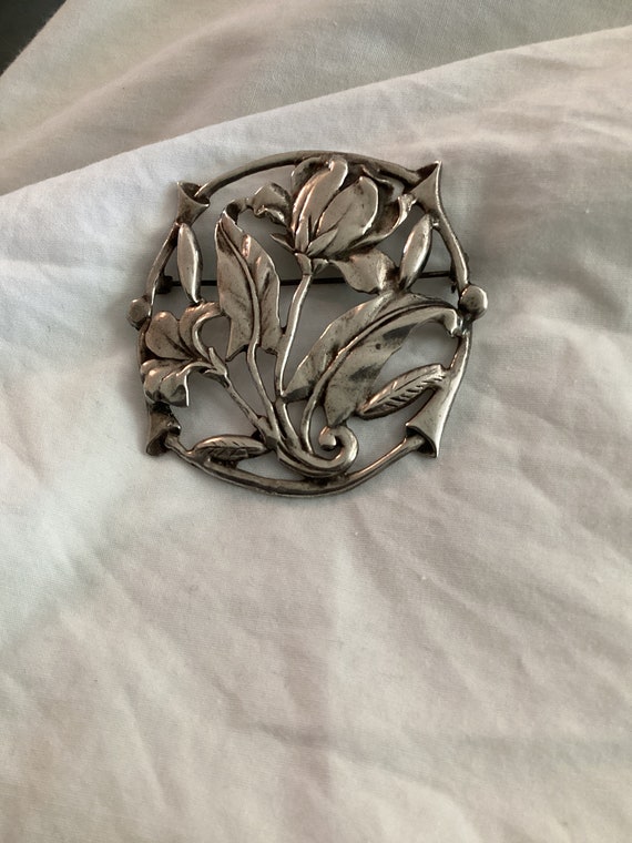 Superb Antique Cala Lily Brooch / Pin Sterling Si… - image 2