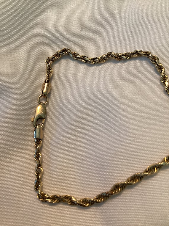 14k Yellow Gold Rope Chain Bracelet - image 4