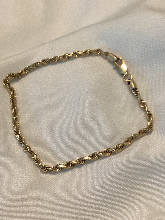 14k Yellow Gold Rope Chain Bracelet - image 2