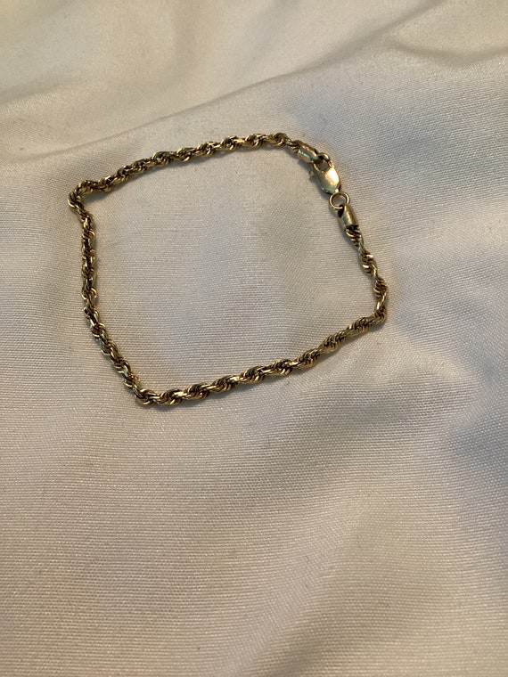 14k Yellow Gold Rope Chain Bracelet - image 3