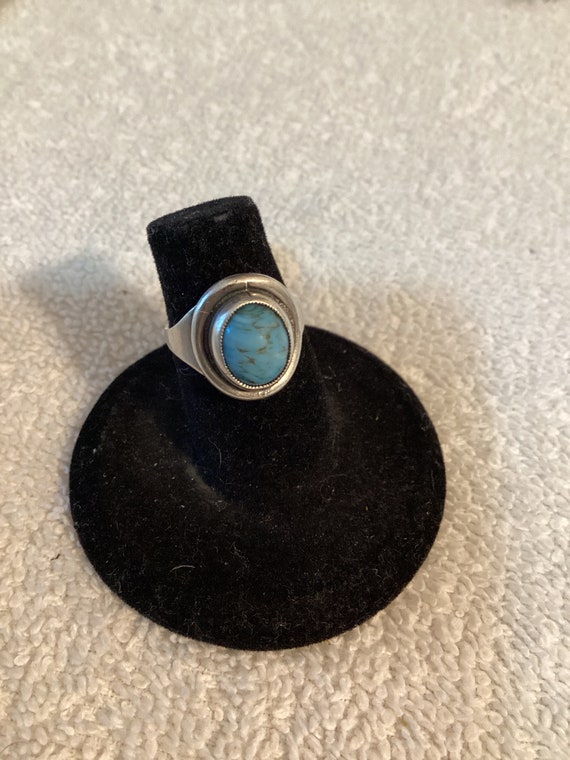 Navajo Ring Sterling Silver Turquoise Ring Signed 