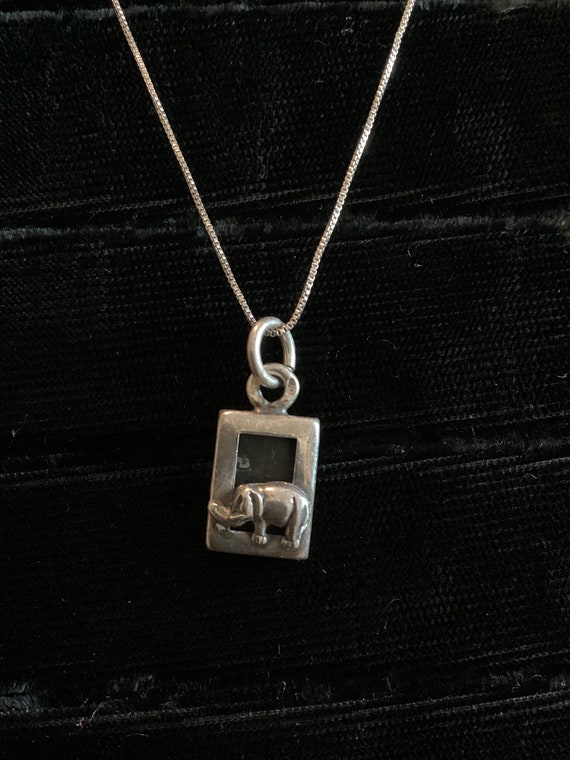Vintage Sterling Silver Elephant Figural Pendant o