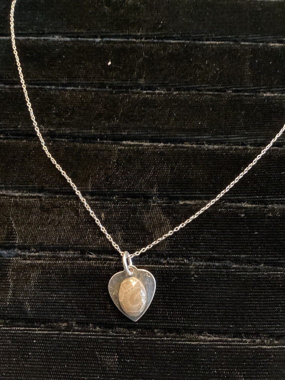 Petoskey Stone Sterling Silver Heart Pendant on St