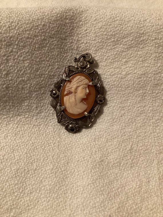 Antique Victorian Carved Cameo Sterling Silver Mar