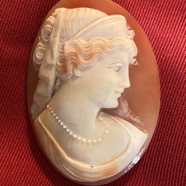 Superb Antique Victorian Carved Cameo  Beautiful Woman Jeweled Neckline Cameo Only