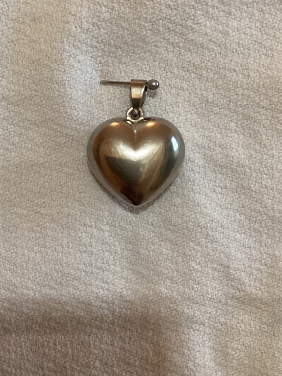 Vintage 925 Sterling Silver Heart Pendant 3D Puffe