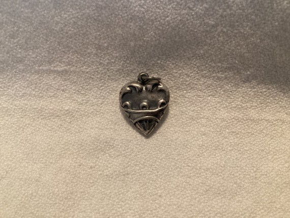 Beautiful Antique Victorian Puffed Heart Charm / … - image 1