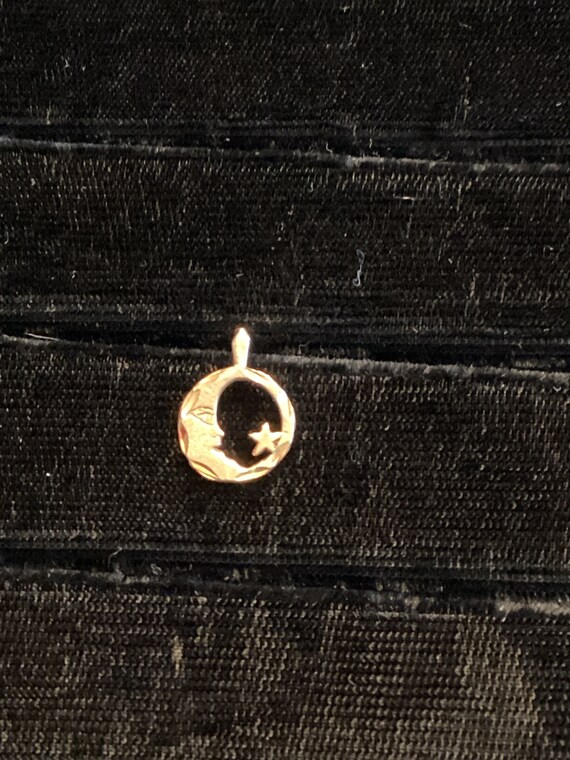 14k Yellow Gold Moon and Star Pendant