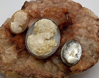 Lot of 3 Antique / Vintage Carved Shell Loose Cameos