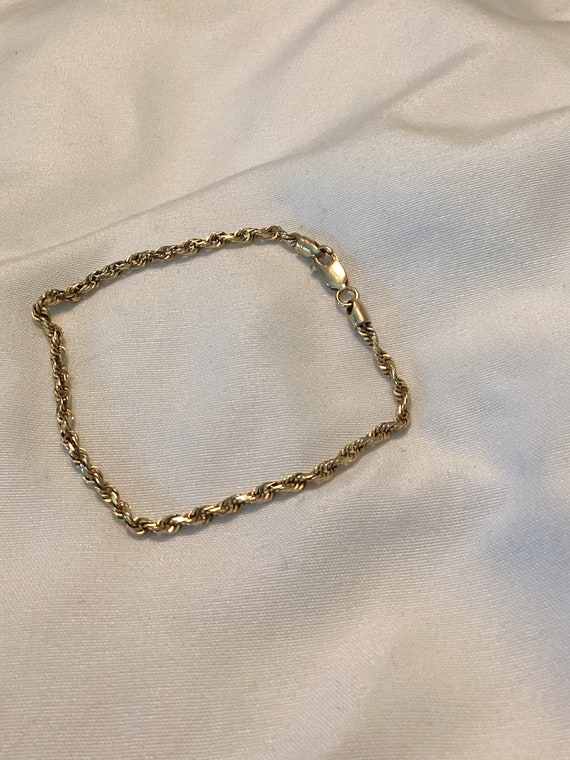 14k Yellow Gold Rope Chain Bracelet - image 1