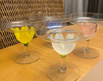 Vtg Floral Coupe Cocktail Glasses | Handpainted | Gift | Brunch | Flowers | MINT | Drinkware | Barware | Wine Champagne Drinkers | GoldRoom1
