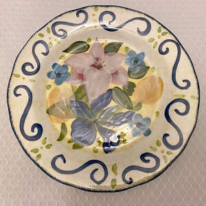 SET von 2 Blumenstrauß Salat Tellern | Asiatische Lilie | Handbemalt | Geschenk |  Blumen | Küche & Esszimmer | Servieren | Wohnkultur | GoldRom1