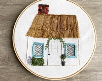Quintessential English Cottage PDF Hand Embroidery Pattern & Guide for an 8" Hoop