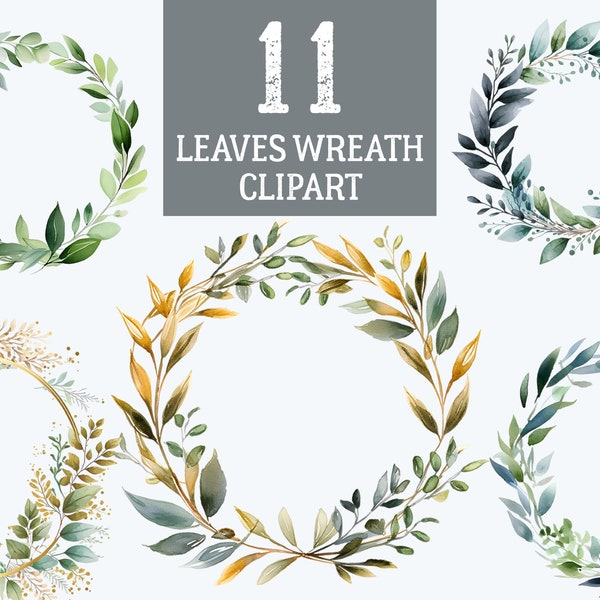 Watercolor Wreath Png Bundle Gold Wreath, Circle Frame Png, Floral Frame Png, leaves wreath Sublimation