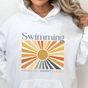 Swimming Oversized Hoodie, Cute Swimming Girl, Retro Summer Swimmer, Swim Meet, Swim Team, Swim Mom, Gift for Swimmer, Comp Swim Sweater