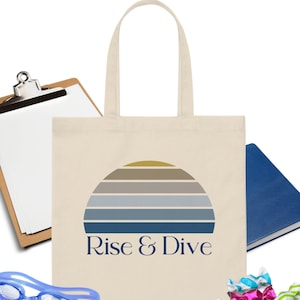 Rise & Dive スイミング キャンバス トートバッグ レトロ クール スイマー ギフト スイマーへのギフト ギフトバッグ スイムママ スイミング 水泳チーム サマースイム