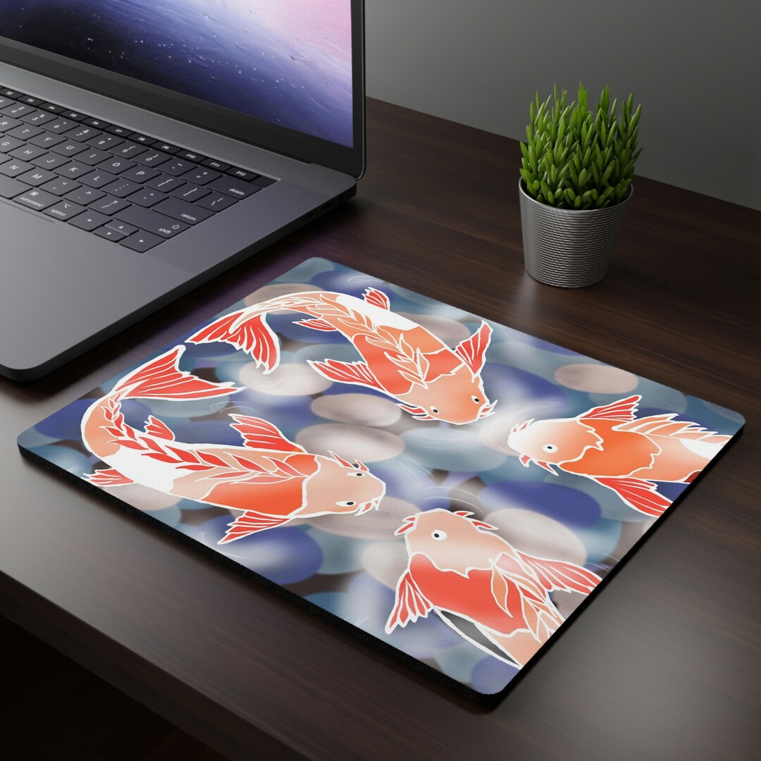 Koi Fish Mouse Pad Sublimation Design Mousepad Cute Desk Etsy