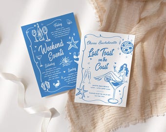 Coastal Bachelorette Invitation Template, Beach Hen Party (Printable)