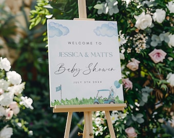 Little Putter Baby Shower Welcome Sign Template, Golf baby shower sign, editable welcome sign, little Putter is on the way baby shower sign