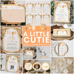 Little Cutie Baby Shower Bundle, Citrus Theme (Editable Templates)