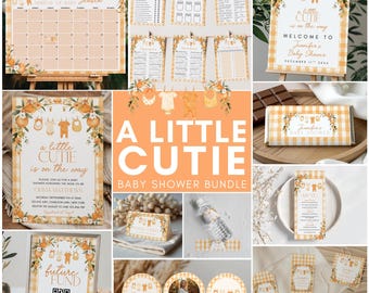 Little Cutie Baby Shower Bundle, Citrus Theme (Editable Templates)