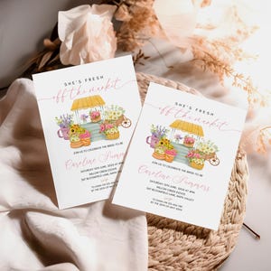 She&#39;s Off the Market Bridal Shower Invitation, Farmers Market bridal Shower Invite, editable template, Cute off the market bridal shower