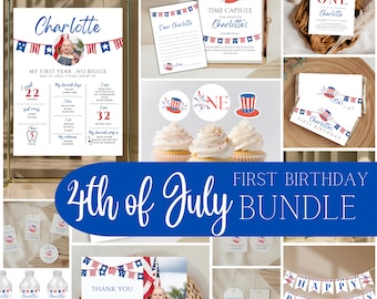4th of July first Birthday Bundle - little firecracker, 4th of July birthday, instant download, 1st birthday bundle, Red white and blue