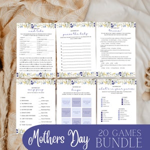 Mother&#39;s Day Games Bundle Templates - Editable Games bundle, Mothers day printable games, mothers day brunch, mothers day bundle