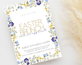 Easter Brunch Invitation template - Easter Holiday brunch and egg hunt Invite Invitation Easter brunch, Easter Celebrations Brunch Invite