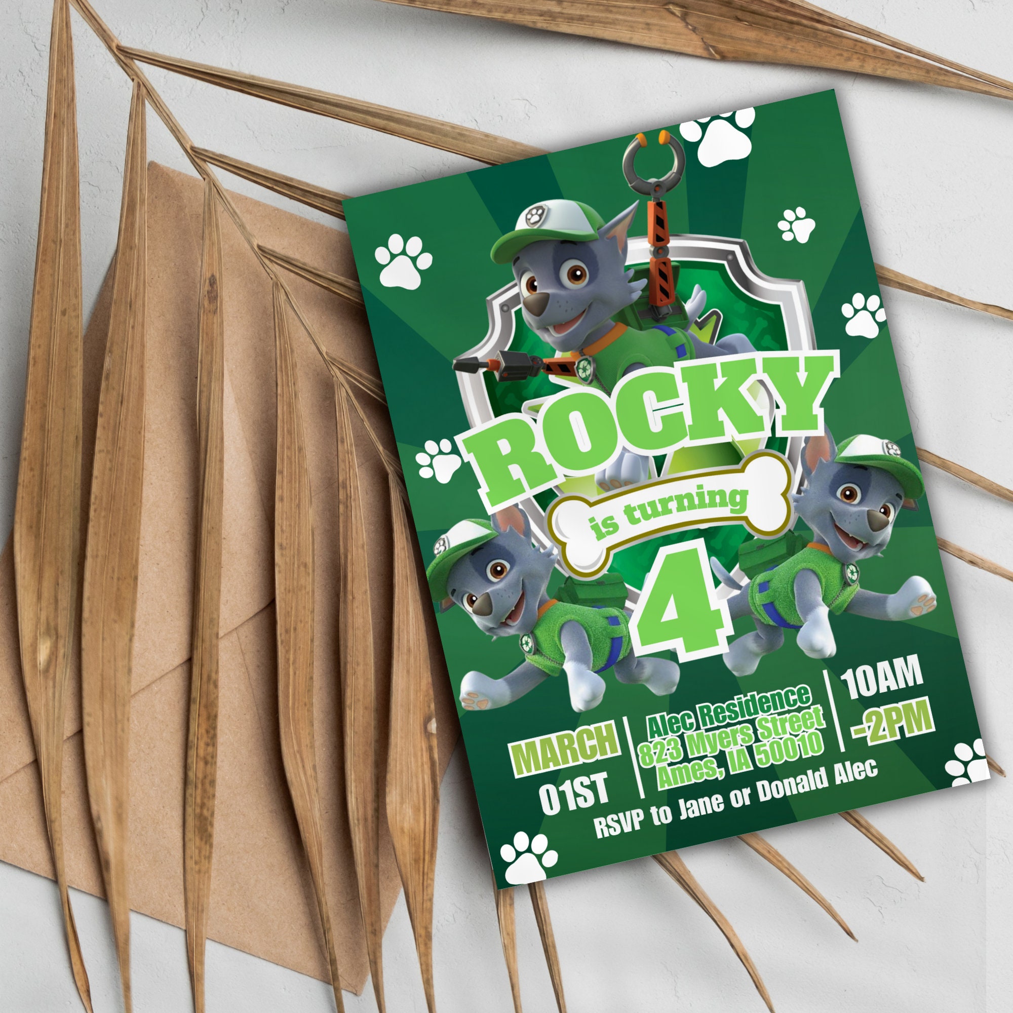 Editable Kids Birthday Invitation Template Rocky Birthday Party Invitations Digital Bday Party ...