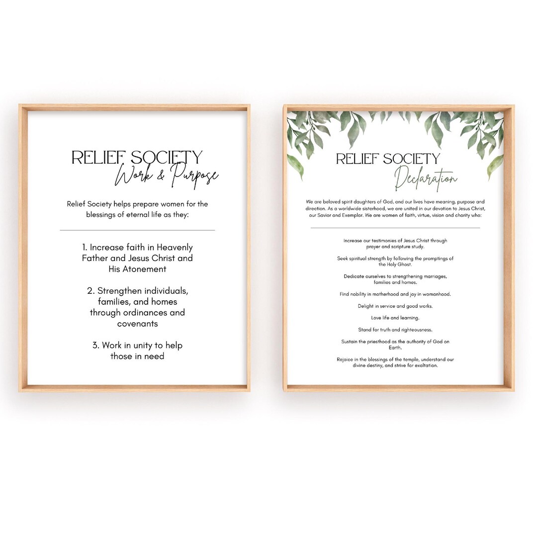 Relief Society Declaration and Work &amp; Purpose Sign | Declaration ...