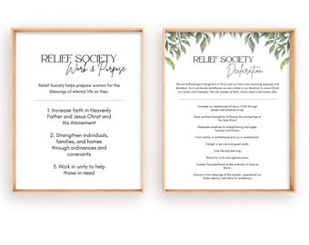 Relief Society Declaration and Work & Purpose Sign | Declaration Printable, Printable Relief Society Declaration, Instant Download