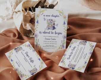 Storybook Baby Shower Invitation Suite Template, A New Chapter Begins Baby Shower Invitation, Wildflower storybook Invite Template