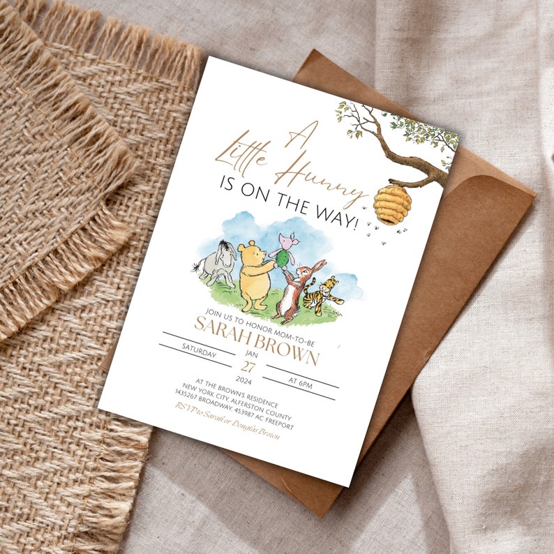 Dolimifa Babyparty Einladungskarten – Mit Aufschrift 'Oh Boy A Little Hunny Is On His Way', 20 Stück Inkl. Umschläge | Ca. 15,2x10,2 Cm