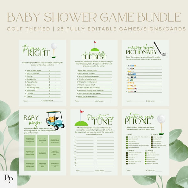 Swing into Fun: 28 Golf themed baby shower games, golf baby shower signs, golf baby shower cards/tickets