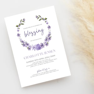 LDS Baby Blessing Invitation | Minimalistic Christening Invite Template | Editable Baptism Invite LDS Blessing Announcement, Mormon Blessing